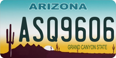 AZ license plate ASQ9606