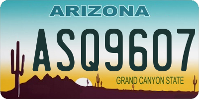 AZ license plate ASQ9607