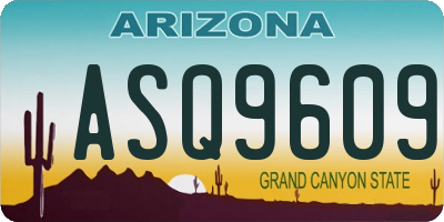 AZ license plate ASQ9609