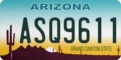 AZ license plate ASQ9611