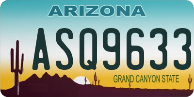 AZ license plate ASQ9633