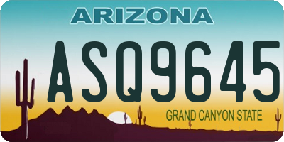 AZ license plate ASQ9645