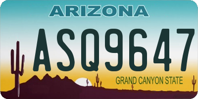 AZ license plate ASQ9647