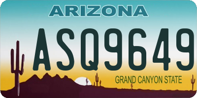 AZ license plate ASQ9649