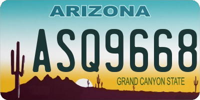 AZ license plate ASQ9668