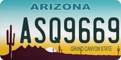 AZ license plate ASQ9669
