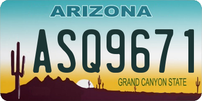 AZ license plate ASQ9671