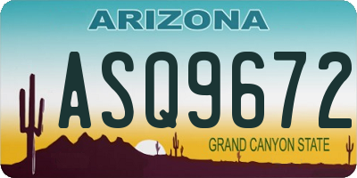 AZ license plate ASQ9672