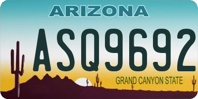 AZ license plate ASQ9692