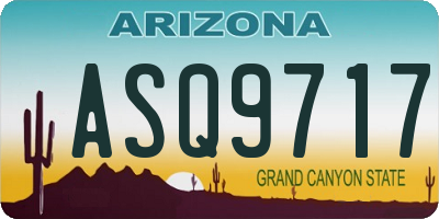 AZ license plate ASQ9717