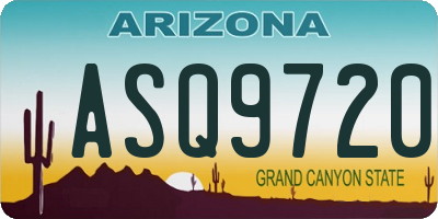 AZ license plate ASQ9720