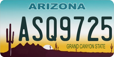 AZ license plate ASQ9725