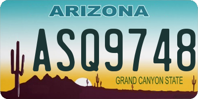 AZ license plate ASQ9748