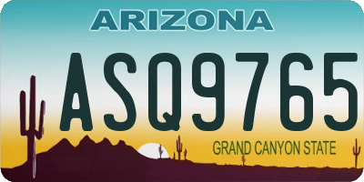 AZ license plate ASQ9765