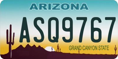 AZ license plate ASQ9767