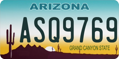 AZ license plate ASQ9769