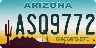 AZ license plate ASQ9772
