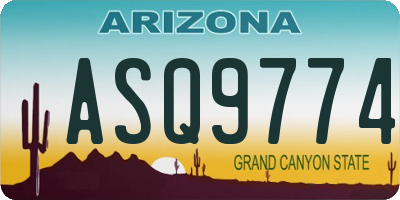AZ license plate ASQ9774