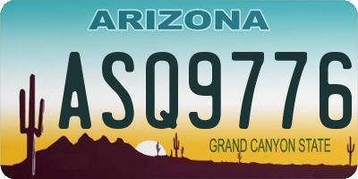 AZ license plate ASQ9776