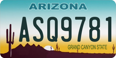 AZ license plate ASQ9781