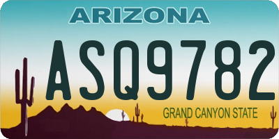 AZ license plate ASQ9782