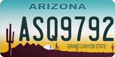 AZ license plate ASQ9792