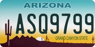 AZ license plate ASQ9799