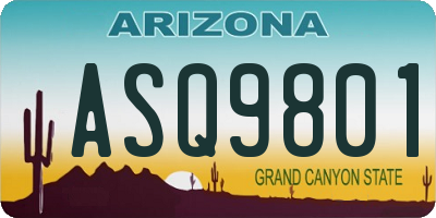 AZ license plate ASQ9801