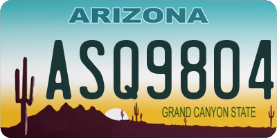 AZ license plate ASQ9804