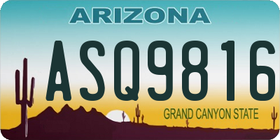AZ license plate ASQ9816