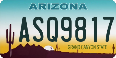 AZ license plate ASQ9817
