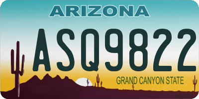 AZ license plate ASQ9822