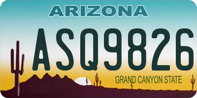 AZ license plate ASQ9826