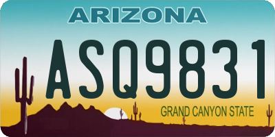 AZ license plate ASQ9831