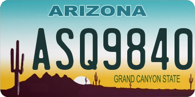 AZ license plate ASQ9840