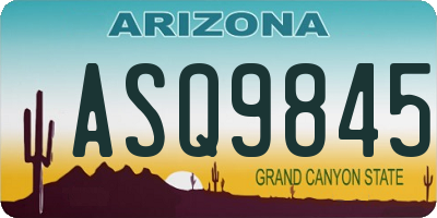 AZ license plate ASQ9845
