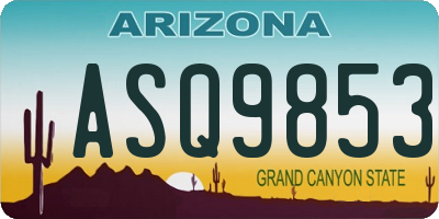 AZ license plate ASQ9853