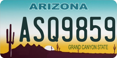 AZ license plate ASQ9859