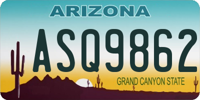 AZ license plate ASQ9862