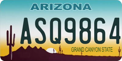 AZ license plate ASQ9864