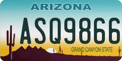AZ license plate ASQ9866