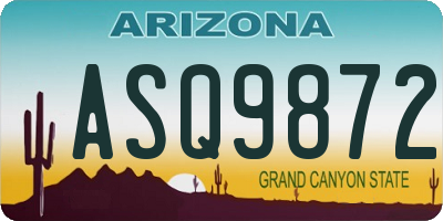 AZ license plate ASQ9872