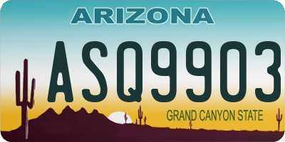 AZ license plate ASQ9903