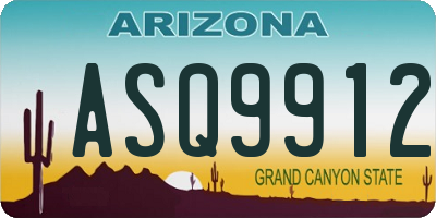 AZ license plate ASQ9912