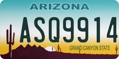 AZ license plate ASQ9914