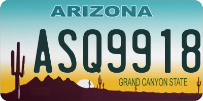 AZ license plate ASQ9918
