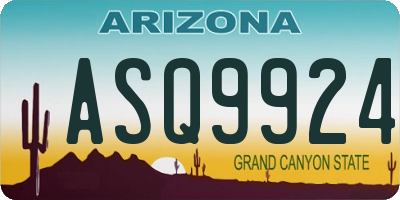 AZ license plate ASQ9924