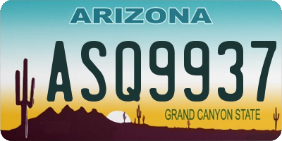 AZ license plate ASQ9937