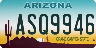 AZ license plate ASQ9946