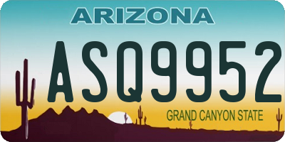 AZ license plate ASQ9952